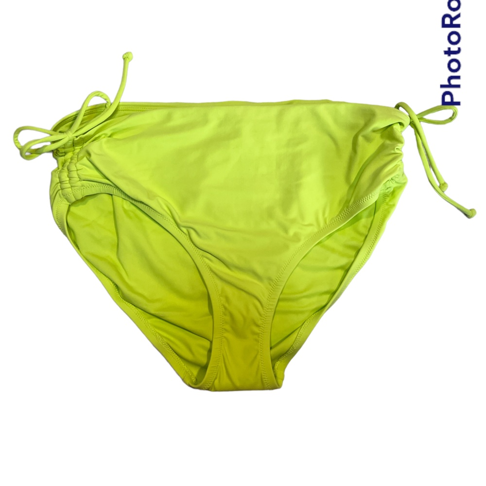 NWOT CALIA lime green ruched bikini bottoms in size small